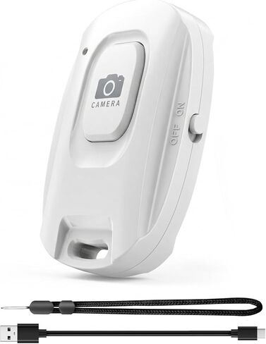 MAIRAN Rechargeable Wireless Camera Remote Shutter for Smartphones | Bluetooth Phone Remote Control,Selfie Button for Photos and Videos Charging Cable Included-White in Kuwait
