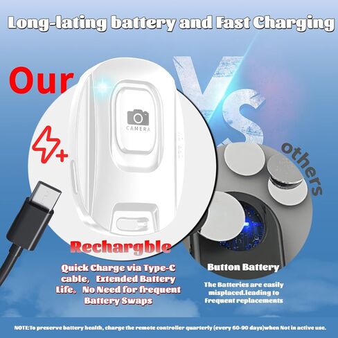 MAIRAN Rechargeable Wireless Camera Remote Shutter for Smartphones | Bluetooth Phone Remote Control,Selfie Button for Photos and Videos Charging Cable Included-White in Kuwait