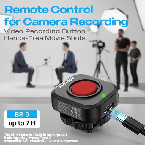 Wireless Camera Video Recording Remote, USB-C Rechargeable One-Touch Button | Cold Shoe Mount for Canon EOS R50 R6, Sony ZV-E10 ZV-1 A6400 & Nikon Z30 Cameras in Kuwait