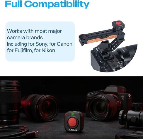 Wireless Camera Video Recording Remote, USB-C Rechargeable One-Touch Button | Cold Shoe Mount for Canon EOS R50 R6, Sony ZV-E10 ZV-1 A6400 & Nikon Z30 Cameras in Kuwait