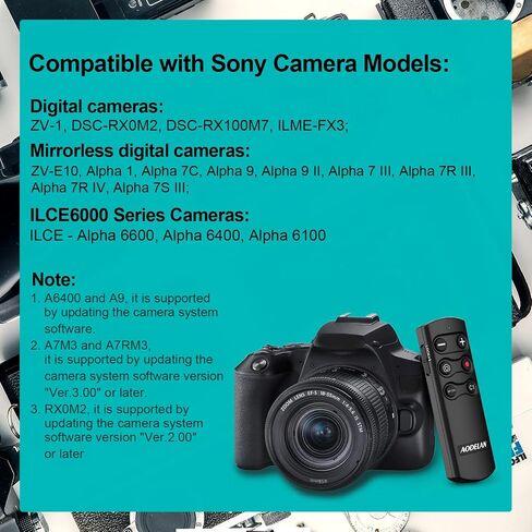 Wireless Remote Control Camera Shutter Release for Sony Replces RMT-P1BT | Compatible with Sony ZV-E10, ZV-1, A7SM3, A7C, A7RIV, Alpha 9,7R IV,7R III, 7 III, 6600, 6400, 6100, 9 II, RX0 II, RX100 M7 in Kuwait