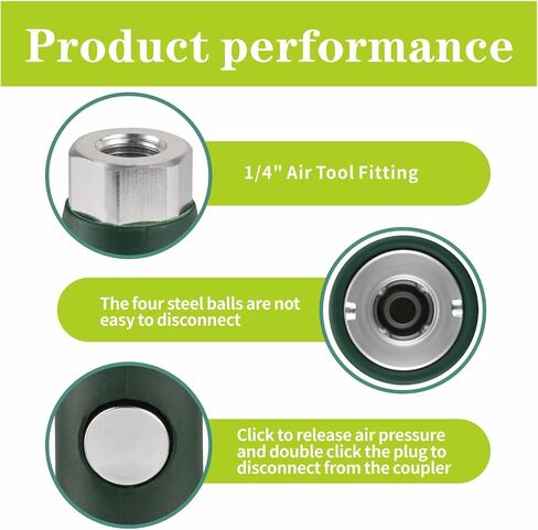 Yolass 1/4" FNPT M Style Safety Coupler, Female Thread, Safety Air Plug Coupler (4 packs) in Kuwait