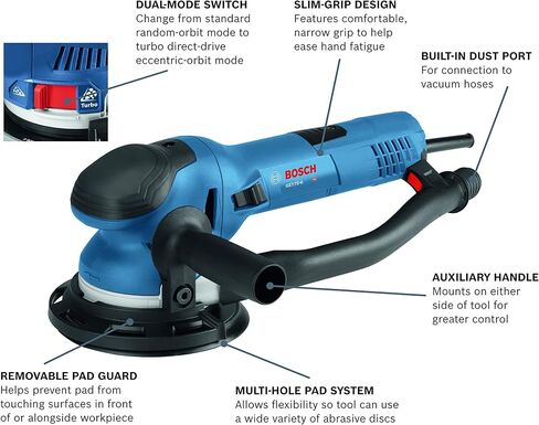 BOSCH Power Tools - GET75-6N - Electric Orbital Sander, Polisher - 7.5 Amp, Corded, 6"" Disc Size with BOSCH RSM6046 6 In. Hard Hook-and-Loop Multi-Hole Sanding Pad in Kuwait