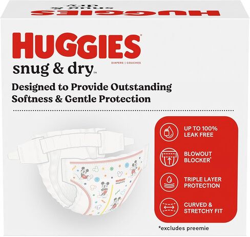 Huggies Size 3 Diapers, Snug & Dry Baby Diapers, Size 3 (16-28 lbs), 168 Count, Packaging May Vary in Kuwait