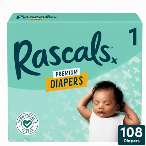 Rascals Premium Diapers, Size 1, 108 Count in Kuwait