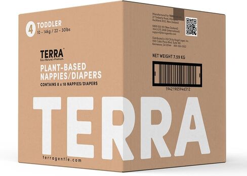 Terra Diapers Size 4: 85% Plant-Based Diapers, Ultra-Soft & Chemical-Free for Sensitive Skin, Superior Absorbency for Day or Nighttime Diapers, Designed for Toddlers 22-30 Pounds, 144 Count in Kuwait