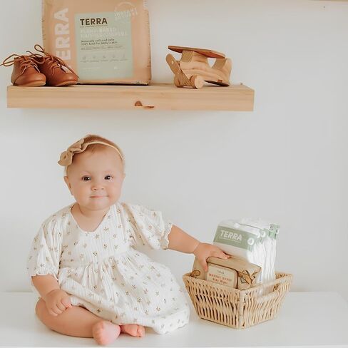 Terra Diapers Size 4: 85% Plant-Based Diapers, Ultra-Soft & Chemical-Free for Sensitive Skin, Superior Absorbency for Day or Nighttime Diapers, Designed for Toddlers 22-30 Pounds, 144 Count in Kuwait