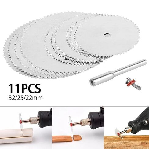 11pcs Saw Blade Set for Rotary Tool, 22mm 25mm 32mm Electric Grinding Cutting Discs, Stainless Steel Wheels for Wood Plastic PVC Pipe Metal Tube, Accessories for Mini Circular Saw and Power Tools in Saudi Arabia