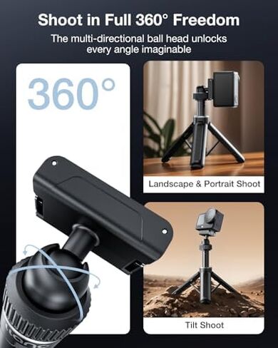 llano 16" Magnetic Action Camera Tripod + AC3 30W Fast Battery Charger Hub with 3 Pack 1950mAh Batteries for DJI Osmo Action 6 in Kuwait