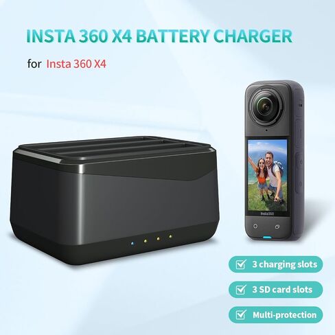 LP Battery and Charger Set for Insta 360 X4, 2500mAh Batteries Compatible with Insta 360 X4 Camera, Fast Charging Hub with USB-C Cable, 360 X4 Accessories, 3-Slot Battery Charging Station + 2 Battery in Saudi Arabia