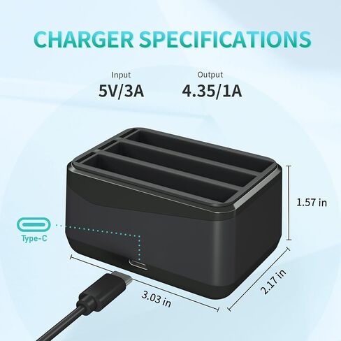 LP Battery and Charger Set for Insta 360 X4, 2500mAh Batteries Compatible with Insta 360 X4 Camera, Fast Charging Hub with USB-C Cable, 360 X4 Accessories, 3-Slot Battery Charging Station + 2 Battery in Saudi Arabia