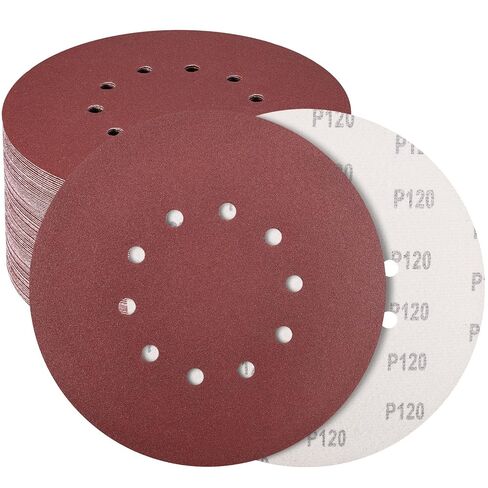 50 PCS 9-Inch 10-Hole Hook-and-Loop Sanding Discs for Drywall Sander, 120 Grit Drywall Sandpaper for Popcorn Ceiling Removal, Wood Furniture, Wall Painting Prep, Metal Sanding in Kuwait