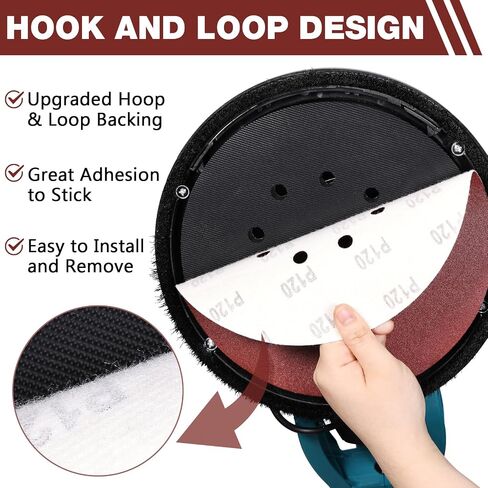 50 PCS 9-Inch 10-Hole Hook-and-Loop Sanding Discs for Drywall Sander, 120 Grit Drywall Sandpaper for Popcorn Ceiling Removal, Wood Furniture, Wall Painting Prep, Metal Sanding in Kuwait