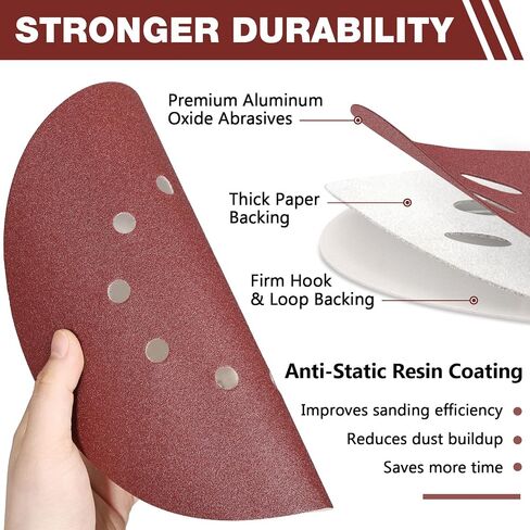 50 PCS 9-Inch 10-Hole Hook-and-Loop Sanding Discs for Drywall Sander, 120 Grit Drywall Sandpaper for Popcorn Ceiling Removal, Wood Furniture, Wall Painting Prep, Metal Sanding in Kuwait
