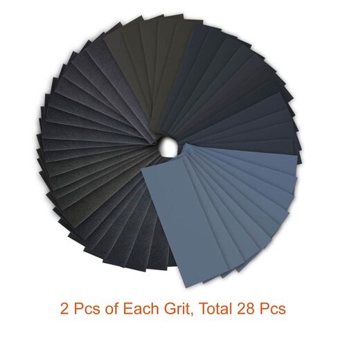 28 Pcs 120 to 3000 Grit Wet Dry Sandpaper Assortment 9 * 3.6 Inches for Automotive Sanding in Kuwait
