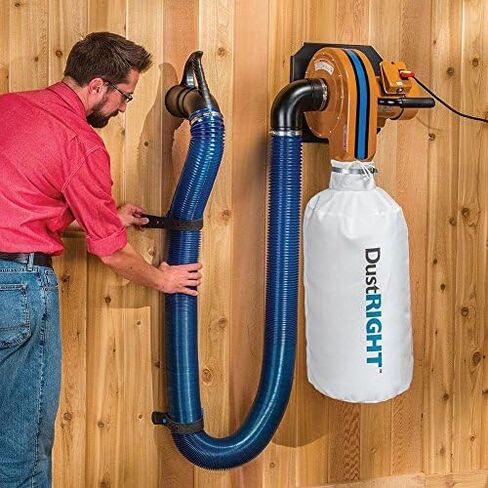 4'' Dust Collection Hose & Handle Docking Port Kit - Dust Collectors for Woodworking Includes Wall-Mounted Straps, Mounting Screw – Expandable 4 Inch Dust Collection Hose - Dust Collection System in Kuwait