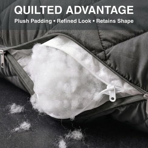 U Shaped Pillow Full Body Support Quilted 55 in Charcoal | Maternity comfort for side sleepers, eases back pain, hip and belly pressure, soft washable cover in Kuwait