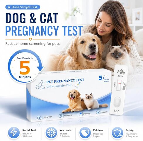 At-Home Dog & Cat Pregnancy Test Kit – Urine-Based Early Detection, Fast 5-Min Results, 98.9% Accurate, Non-Invasive & Stress-Free for Pets in Kuwait