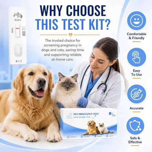At-Home Dog & Cat Pregnancy Test Kit – Urine-Based Early Detection, Fast 5-Min Results, 98.9% Accurate, Non-Invasive & Stress-Free for Pets in Kuwait