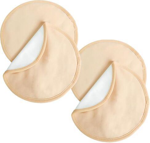 4 Pcs Reusable Castor Oil Packs for Breast, Soft Organic Cotton with Anti Leakage Design, Breast Pads for Women Compress Relaxing Comfort, Oil Not Included (Khaki) in Kuwait