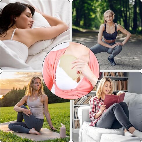 4 Pcs Reusable Castor Oil Packs for Breast, Soft Organic Cotton with Anti Leakage Design, Breast Pads for Women Compress Relaxing Comfort, Oil Not Included (Khaki) in Kuwait