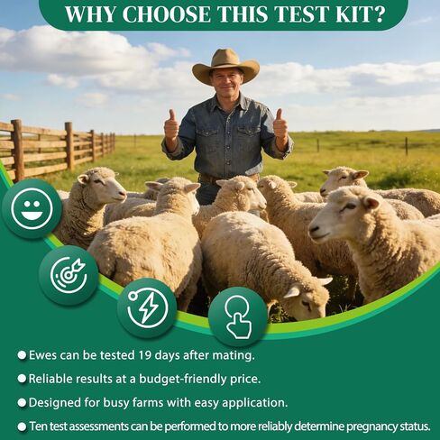 10-Pack Sheep & Goat Early Pregnancy Test - Detect Pregnancy in 5-10 Minutes with Urine, Easy Home Breeding Confirmation Kit for Accurate Livestock Management in Kuwait
