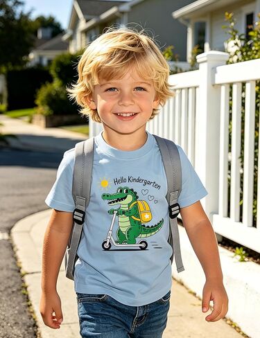 CM C&M WODRO Hello Kindergarten Shirt for Boys First Day of Kindergarten Shirt Kids Back to School Outfit Alligator Tops 4-5T in Kuwait