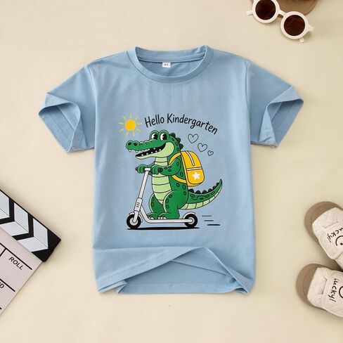 CM C&M WODRO Hello Kindergarten Shirt for Boys First Day of Kindergarten Shirt Kids Back to School Outfit Alligator Tops 4-5T in Kuwait