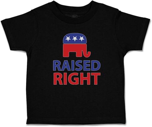 Toddler T-Shirt Raised Right with an American Republican Flag Cotton Boy & Girl Clothes Funny Graphic Tee Black Design Only 4T in Kuwait