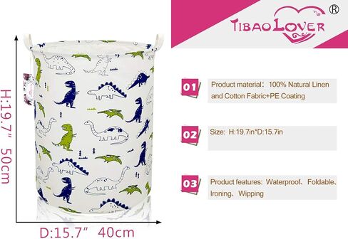 Dinosaur Laundry Basket Baby Laundry Hamper Cute Kids Hamper Toy Storage Bin Handles for Boys and Girls Dinosaur Room Decor (Polychrome Dinosaurs) in Kuwait