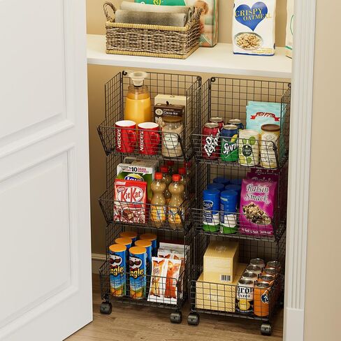 Sonyabecca 3 Tier Rolling Toy Organizer Cart with Wheels for Toy Storage | Outdoor toy storage basket and play kitchen organizer. Multi-purpose cart for snacks, books, pet supplies and home storage in Kuwait