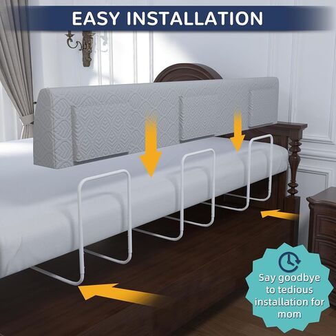 FigTime Bed Bumper for Toddlers, Foam Bed Rail for Toddlers, Toddler Bed Rail Bumper, Soft Safety Bed Guard Rail for Kids, Bed Side Rail for Twin, Full, Queen & King Beds (Grey, 59", 3-Bracket) in Kuwait