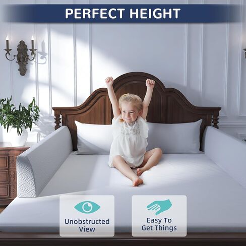 FigTime Bed Bumper for Toddlers, Foam Bed Rail for Toddlers, Toddler Bed Rail Bumper, Soft Safety Bed Guard Rail for Kids, Bed Side Rail for Twin, Full, Queen & King Beds (Grey, 59", 3-Bracket) in Kuwait