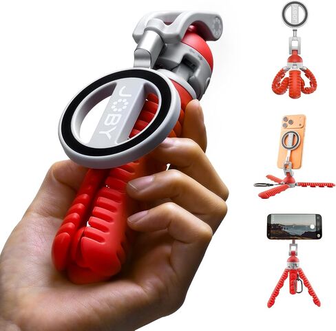 JOBY PodZilla™ SuctionTripod Magnetic Kit,Flexible Magnetic Tripod with Suction Legs, 360° Rotation & Dual-Angle Adjustment, Wrap-Anywhere Mount for iPhone Vlogging, Gym, Car, Outdoor & Travel(red) in Kuwait