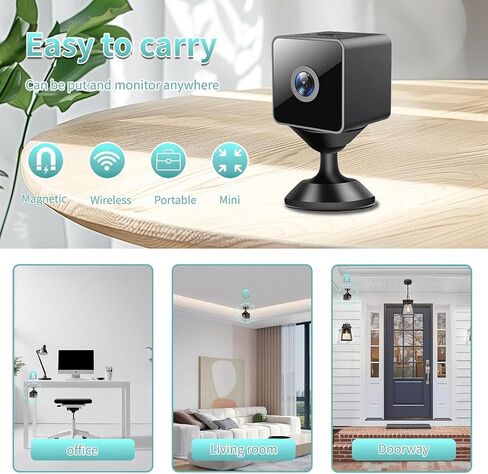 Mini Camera Wireless 1080P Camera Home Security WiFi Mini Nanny Camera Application Control Intelligent Motion Detection SD Storage Night Vision Mini Camera is Suitable For Baby's Office Indoor Outdoor in Kuwait