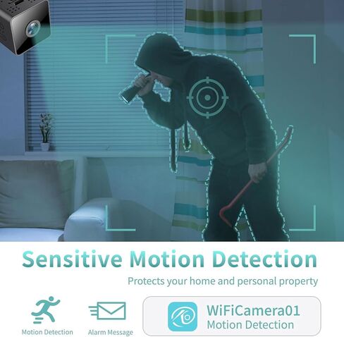 Mini Camera Wireless 1080P Camera Home Security WiFi Mini Nanny Camera Application Control Intelligent Motion Detection SD Storage Night Vision Mini Camera is Suitable For Baby's Office Indoor Outdoor in Kuwait