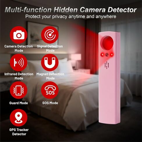 6-in-1 Hidden Camera Detector Anti-Spy Camera Finder w/LED Screen | GPS Tracker & Bug Detector, RF Signal Scanner Portable Privacy Protection for Travel, Office, Hotel, Car, White in Saudi Arabia