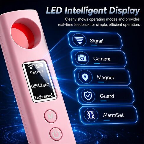 6-in-1 Hidden Camera Detector Anti-Spy Camera Finder w/LED Screen | GPS Tracker & Bug Detector, RF Signal Scanner Portable Privacy Protection for Travel, Office, Hotel, Car, White in Saudi Arabia