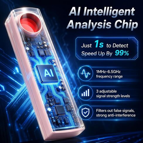 6-in-1 Hidden Camera Detector Anti-Spy Camera Finder w/LED Screen | GPS Tracker & Bug Detector, RF Signal Scanner Portable Privacy Protection for Travel, Office, Hotel, Car, White in Saudi Arabia