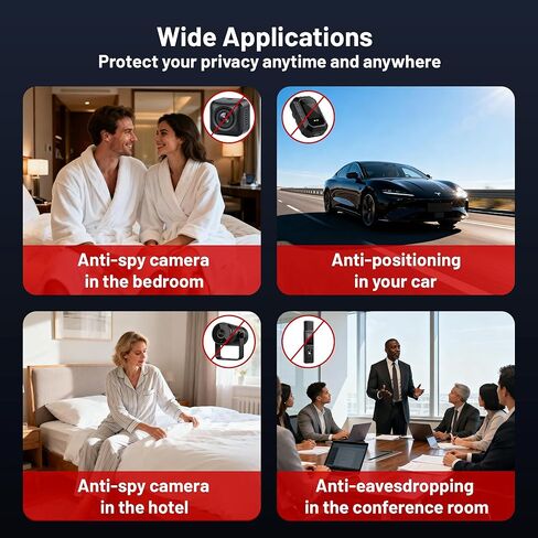 6-in-1 Hidden Camera Detector Anti-Spy Camera Finder w/LED Screen | GPS Tracker & Bug Detector, RF Signal Scanner Portable Privacy Protection for Travel, Office, Hotel, Car, White in Saudi Arabia