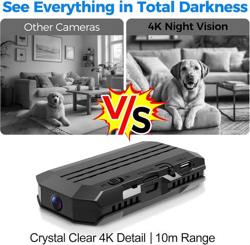 Mini 4G LTE Cellular Wireless Camera,No Need WiFi,4KHD with Video Recording Live Feed,3000mAh Larger Battery,No WiFi Cam with 160° Wide-Angle View,Night Vision,Motion Detection,AOV Low-Power in Kuwait