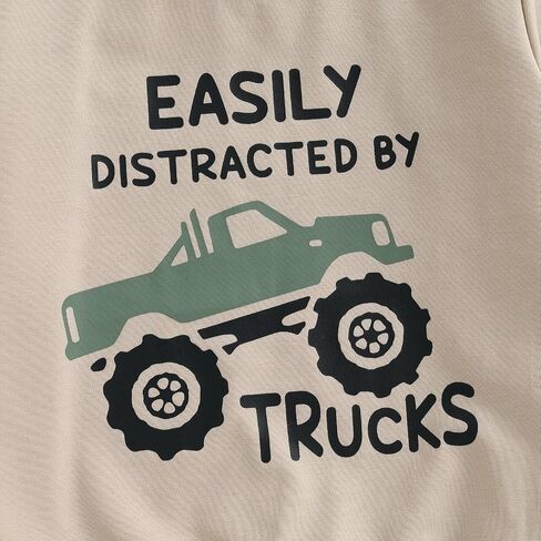 Bmnmsl Toddler Boy Fall Winter Clothes Easily Distracted by Trucks Sweatshirt Jogger Pants Set 1-5T Kids Truck Outfit in Kuwait