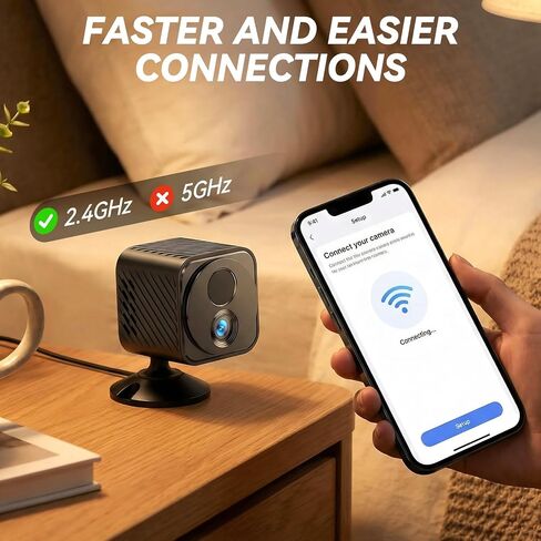 2K Mini WiFi Security Camera, Battery Powered Indoor Camera with 30-Day Battery Life, PIR Motion Detection, Night Vision, 2.4GHz WiFi, App Remote Viewing for Baby Monitor & Pet Camera in Kuwait
