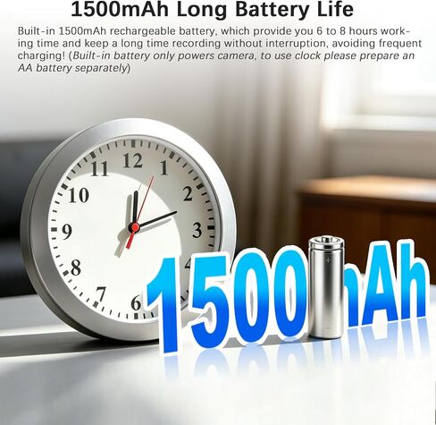 1080P Hidden Spy Camera in Clock, Nanny Cam Without WiFi for Home Office | Hidden Clock Cam, Adjustable Lens & Long Battery, Motion & Loop Recording for Indoor Monitoring (Doesn't Record Sound) in Kuwait