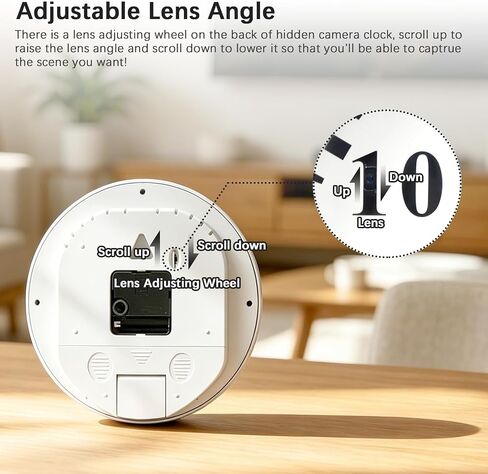 1080P Hidden Spy Camera in Clock, Nanny Cam Without WiFi for Home Office | Hidden Clock Cam, Adjustable Lens & Long Battery, Motion & Loop Recording for Indoor Monitoring (Doesn't Record Sound) in Kuwait