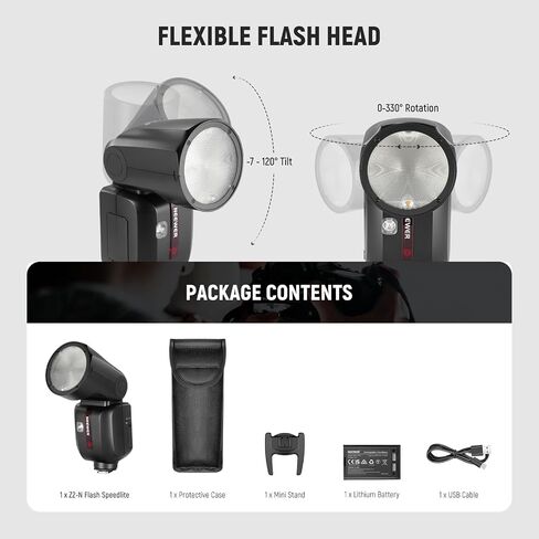 NEEWER Z2-F 2.4G TTL Round Head Camera Flash Speedlite Compatible with Fujifilm, 76Ws 1/8000s HSS Flash Upgraded UI, 2 Modeling Lamps TTL/M Quick TCM Switch 7.2V/3000mAh Battery 600 Full Power Flash in Saudi Arabia