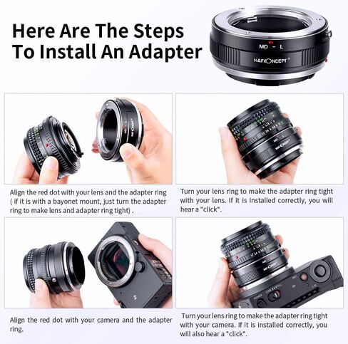 K&F Concept Lens Mount Adapter MD-L Manual Focus Compatible with Minolta Rokkor (SR/MD/MC) Lens to L Mount Camera Body in Kuwait