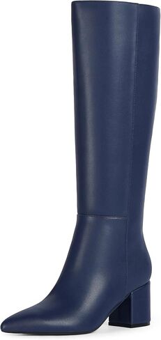 Womens Knee High Boots Chunky Low Heel Pointed Toe Tall Long Boots | Balanced Low Block Heel, Sleek Pointed Toe, Anti-slip Rubber Outsole, Fashion Heeled Dressy Fall Winter Long Boots for Women in Kuwait