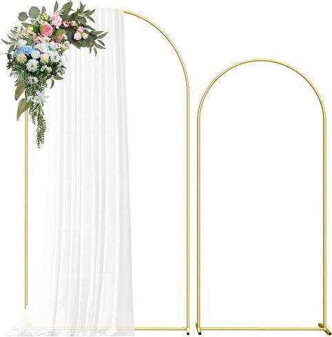 Metal Arch Backdrop Stand, 7.2FT+6FT Wedding Arch Frame, Balloon Arch Backdrop Stand Set of 2, Gold Wedding Arch Backdrop Stand for Wedding Birthday Party Baby Shower Graduation Ceremony Decor in Kuwait