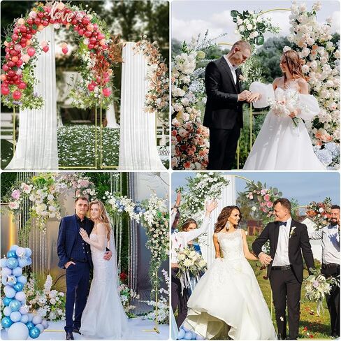 Metal Arch Backdrop Stand, 7.2FT+6FT Wedding Arch Frame, Balloon Arch Backdrop Stand Set of 2, Gold Wedding Arch Backdrop Stand for Wedding Birthday Party Baby Shower Graduation Ceremony Decor in Kuwait